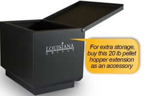 Louisiana Grills LG 900 Review: extra storage, hopper extension
